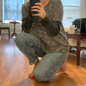 Adorable leather arm patch sweater